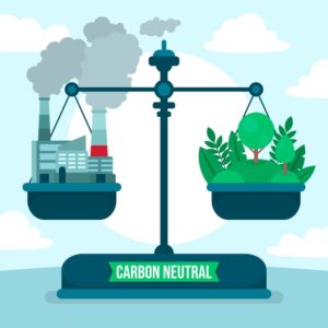 diagram showing the balance between carbon emission and removal for carbon neutral illustration
