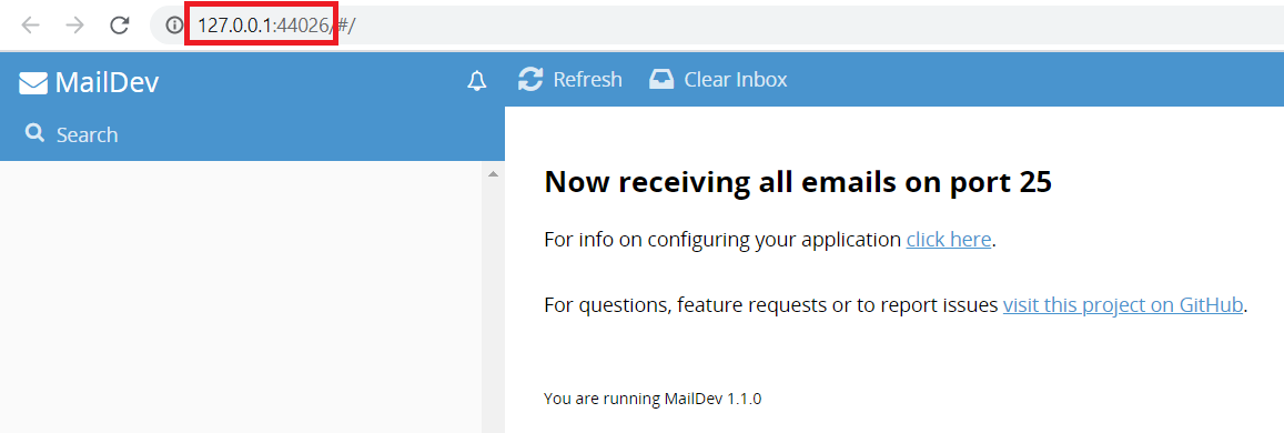 MailDev screenshot