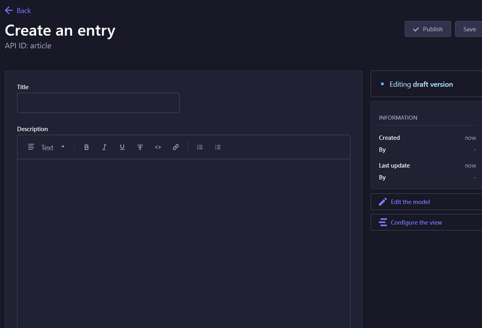 Strapi admin panel_create an entry