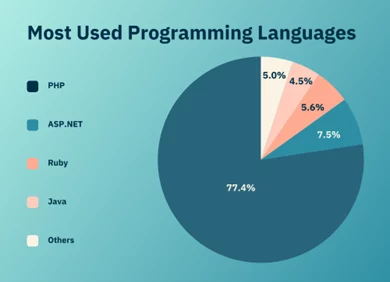 pie chart of most used programming languages