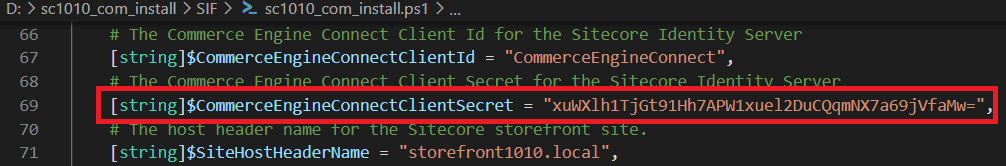 script of commerce engine connect client secret